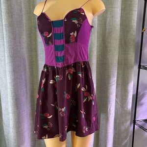 Urban Outfitters ECOTE Floral Purple and Teal mini Dress: adjustable straps